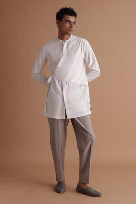 Tisa - Men Side Tie Overlap Panel Kurta 