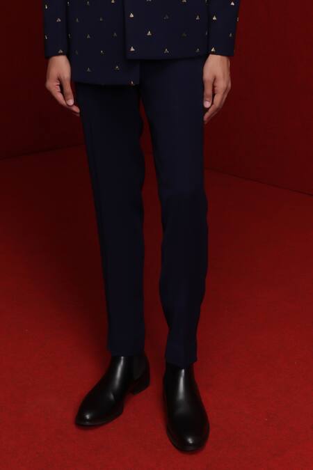 Buy_Tisa - Men_Blue Bandhgala And Pant Viscose Polyester Embroidery Abstract & Kurta Set_Online_at_Aza_Fashions