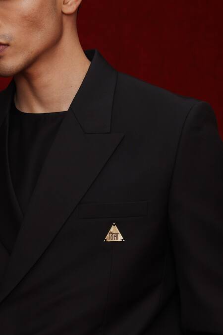 Tisa - Men Black Suit And Trouser Viscose Polyester Applique Embroidery Placement Set Online at Aza Fashions Tisa - Men_Black Suit And Trouser Viscose Polyester Applique Embroidery Placement Set_Online_at_Aza_Fashions