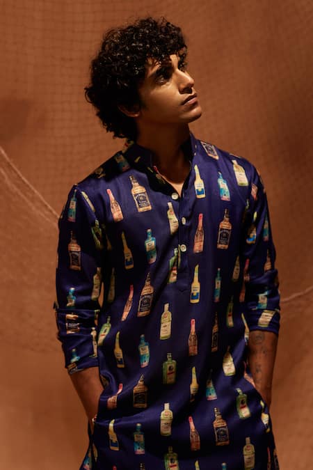 Eleven Brothers Purple Silk, Cotton Cocktail Party Printed Kurta And Pant Set Online at Aza Fashions Eleven Brothers_Purple Silk, Cotton Cocktail Party Printed Kurta And Pant Set _Online_at_Aza_Fashions