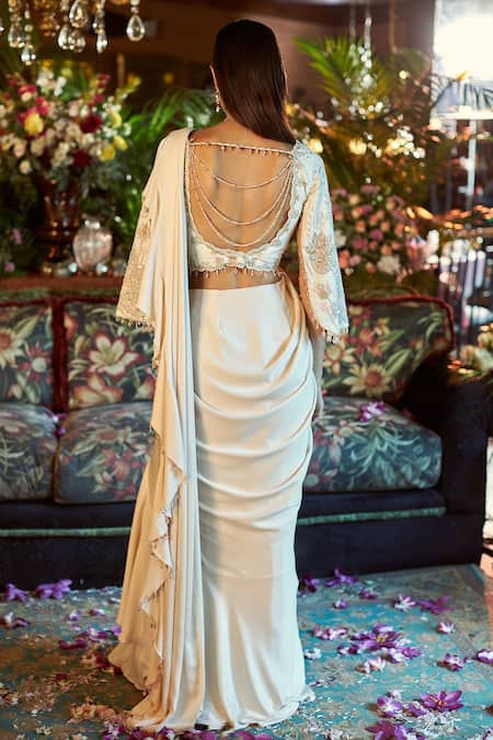 Shreeka Embroidered Blouse & Pre-Draped Saree Set 