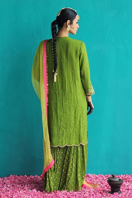 Pooja Singhal Sequin Embroidered Kurta Gharara Set 