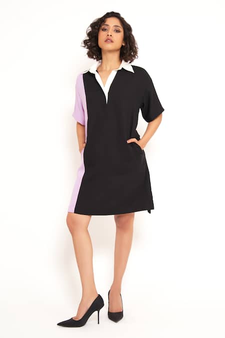 House Of Behram Dual Color Block Shirt Dress 