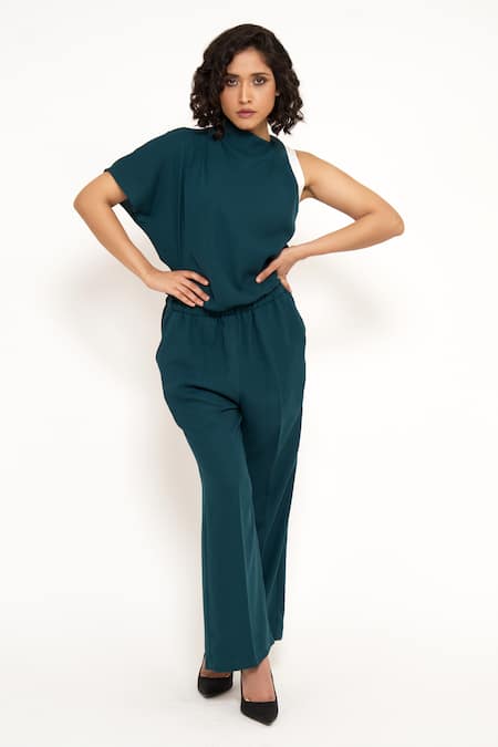 House of Behram Asymmetric Sleeve Jumpsuit 