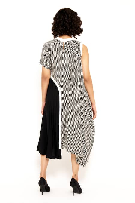 House Of Behram Checkered Pattern Cowl Dress 