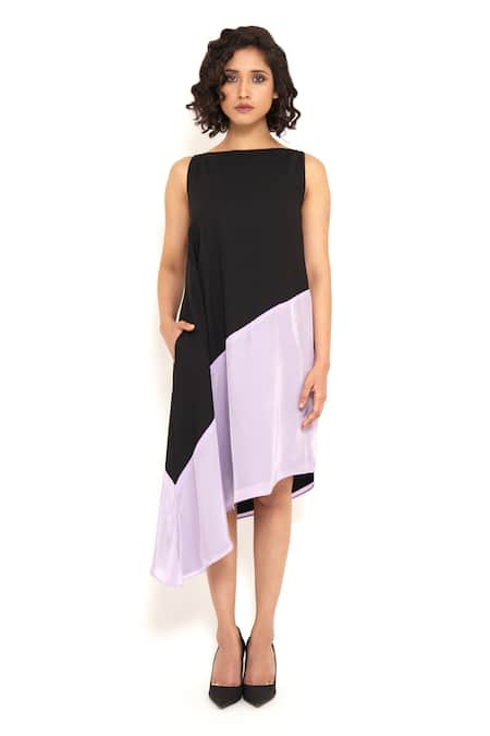 House of Behram Color Block Asymmetric Dress 