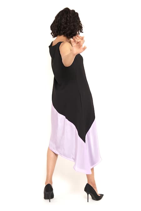 House Of Behram Color Block Asymmetric Dress 