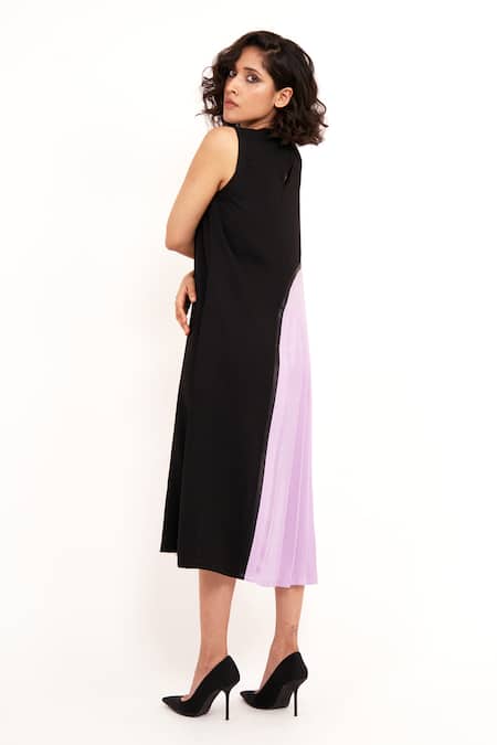 House Of Behram Color Block Pleated Dress 