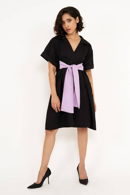 House of Behram Contrast Bow Tie Dress 