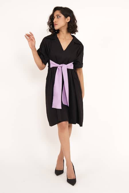 House Of Behram Contrast Bow Tie Dress 