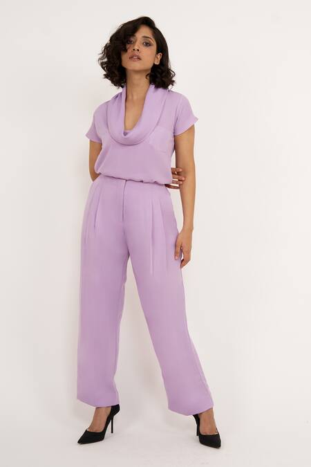 House Of Behram Purple Modal Cowl Neck Top Online at Aza Fashions House Of Behram_Purple Modal Cowl Neck Top _Online_at_Aza_Fashions
