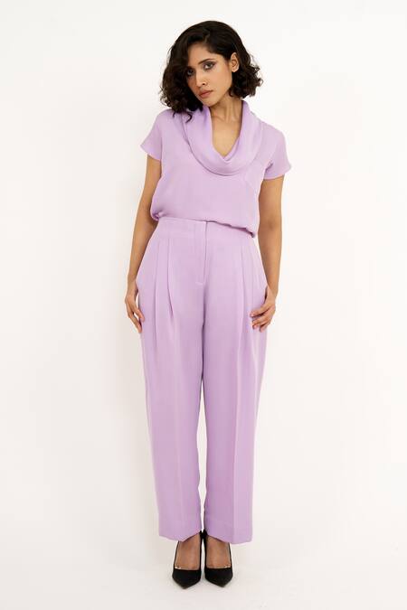 Buy House Of Behram Purple Modal Cowl Neck Top Online at Aza Fashions Buy_House Of Behram_Purple Modal Cowl Neck Top _Online_at_Aza_Fashions