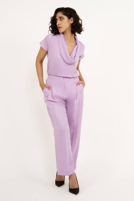 House Of Behram Purple Modal Cowl Neck Top at Aza Fashions House Of Behram_Purple Modal Cowl Neck Top _at_Aza_Fashions