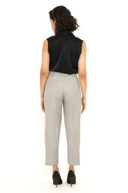 House Of Behram Steel Grey High Rise Trouser 