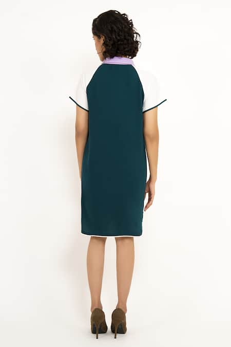 House Of Behram Raglan Sleeve Color Block Dress 