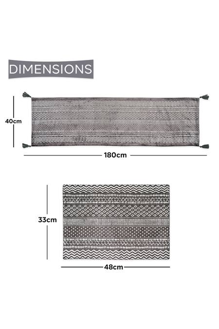 Shop_Ode & Cloe_Grey 100% Cotton Foil Print, Tribal Runner And Mat Set