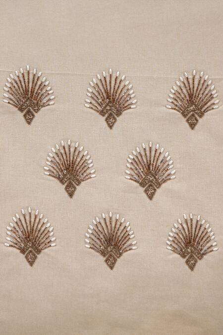 Buy_Ode & Cloe_Beige 100% Cotton Pearls, Beads And Cut Dana Runner & Mat Set_Online_at_Aza_Fashions