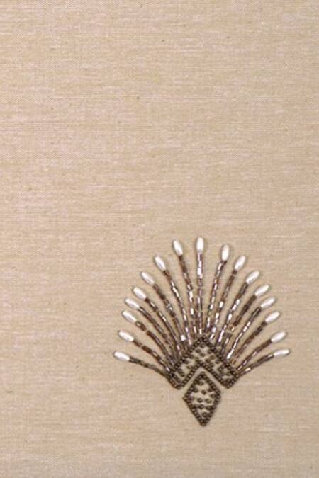 Shop_Ode & Cloe_Beige 100% Cotton Pearls, Beads And Cut Dana Runner & Mat Set_Online_at_Aza_Fashions