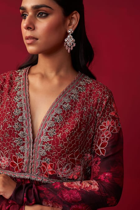 Shop Adaara Couture Pink Silk Embroidery, Sequins, Natures Bounty Printed Anarkali And Sharara Set Online at Aza Fashions Shop_Adaara Couture_Pink Silk Embroidery, Sequins, Natures Bounty Printed Anarkali And Sharara Set _Online_at_Aza_Fashions