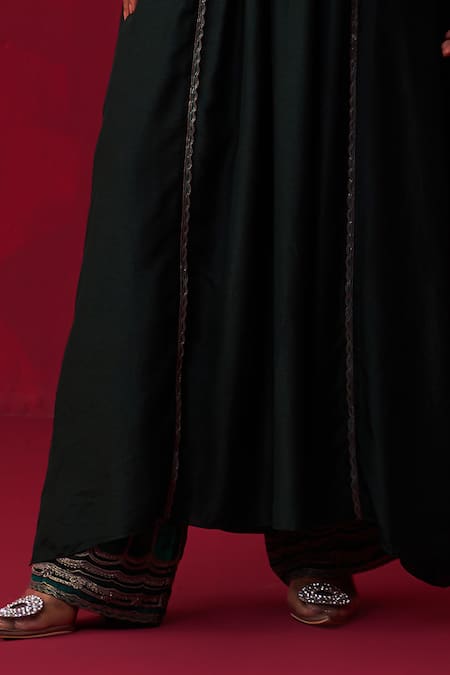 Adaara Couture Green Silk Applique, Beads, Cut Work Faerie Front Gathered Kurta And Palazzo Set Online at Aza Fashions Adaara Couture_Green Silk Applique, Beads, Cut Work Faerie Front Gathered Kurta And Palazzo Set _Online_at_Aza_Fashions