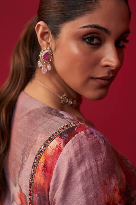Adaara Couture Pink Cotton, Silk Embroidery, Zari Floral Bliss Printed Kurta And Sharara Set Online at Aza Fashions Adaara Couture_Pink Cotton, Silk Embroidery, Zari Floral Bliss Printed Kurta And Sharara Set _Online_at_Aza_Fashions