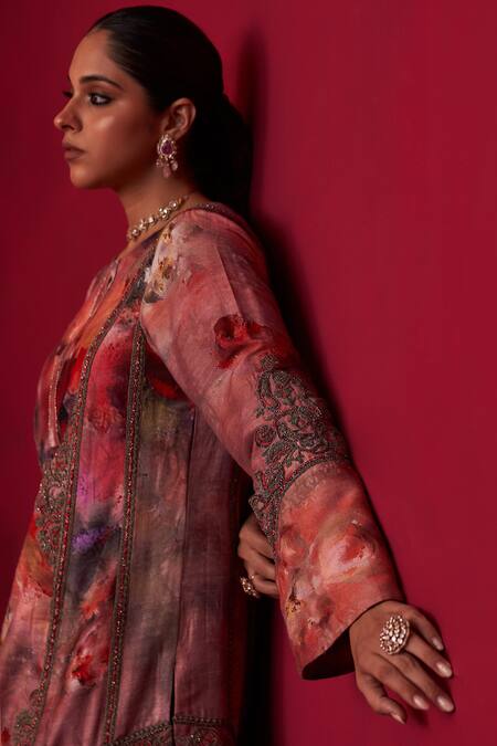 Buy Adaara Couture Pink Cotton, Silk Embroidery, Zari Floral Bliss Printed Kurta And Sharara Set Online at Aza Fashions Buy_Adaara Couture_Pink Cotton, Silk Embroidery, Zari Floral Bliss Printed Kurta And Sharara Set _Online_at_Aza_Fashions