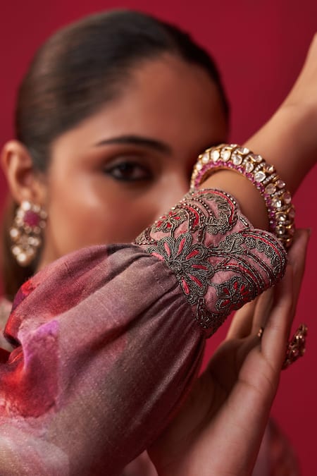 Adaara Couture Pink Cotton, Silk Embroidery, Zari, Floral Bliss Printed Tunic And Dhoti Pant Set Online at Aza Fashions Adaara Couture_Pink Cotton, Silk Embroidery, Zari, Floral Bliss Printed Tunic And Dhoti Pant Set _Online_at_Aza_Fashions