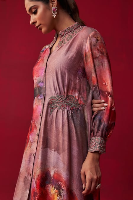 Buy Adaara Couture Pink Cotton, Silk Embroidery, Zari, Floral Bliss Printed Tunic And Dhoti Pant Set Online at Aza Fashions Buy_Adaara Couture_Pink Cotton, Silk Embroidery, Zari, Floral Bliss Printed Tunic And Dhoti Pant Set _Online_at_Aza_Fashions
