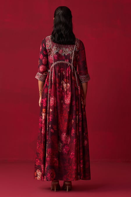 Shop Adaara Couture Pink Silk Beads, Zari, Cut Work, Nature Bounty Printed Anarkali And Sharara Set at Aza Fashions Shop_Adaara Couture_Pink Silk Beads, Zari, Cut Work, Nature Bounty Printed Anarkali And Sharara Set _at_Aza_Fashions