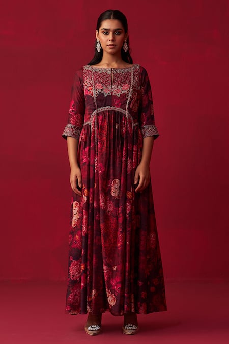 Adaara Couture Pink Silk Beads, Zari, Cut Work, Nature Bounty Printed Anarkali And Sharara Set Online at Aza Fashions Adaara Couture_Pink Silk Beads, Zari, Cut Work, Nature Bounty Printed Anarkali And Sharara Set _Online_at_Aza_Fashions