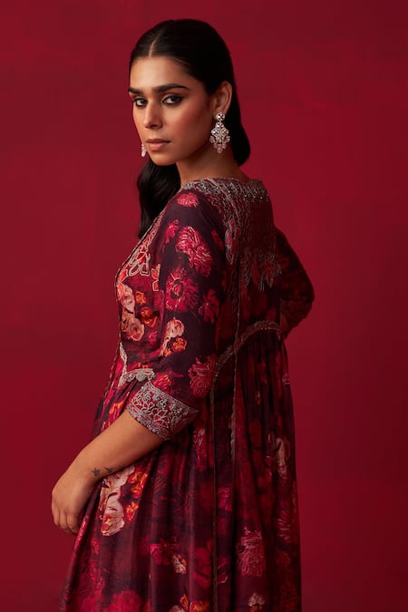Shop Adaara Couture Pink Silk Beads, Zari, Cut Work, Nature Bounty Printed Anarkali And Sharara Set Online at Aza Fashions Shop_Adaara Couture_Pink Silk Beads, Zari, Cut Work, Nature Bounty Printed Anarkali And Sharara Set _Online_at_Aza_Fashions