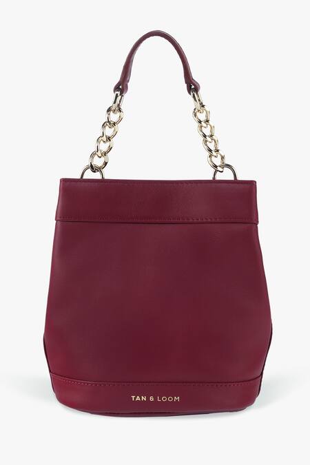 Buy_Tan & Loom_Maroon Rani Plain Leather Potli Bag_Online_at_Aza_Fashions