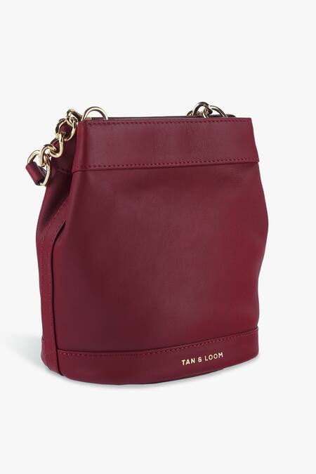 Shop_Tan & Loom_Maroon Rani Plain Leather Potli Bag_Online_at_Aza_Fashions