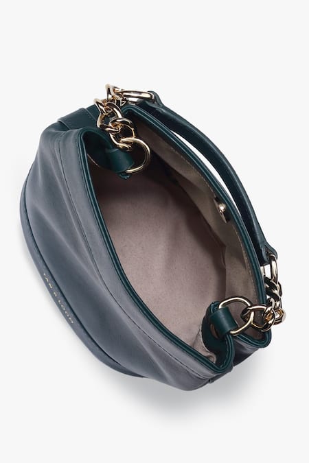 Buy_Tan & Loom_Green Plain Rani Leather Potli Bag _Online_at_Aza_Fashions