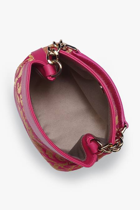 Buy Tan & Loom Pink Floral Rani Woven Pattern Potli Bag Online at Aza Fashions Buy_Tan & Loom_Pink Floral Rani Woven Pattern Potli Bag _Online_at_Aza_Fashions