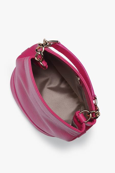 Buy Tan & Loom Pink Plain Rani Solid Leather Potli Bag Online at Aza Fashions Buy_Tan & Loom_Pink Plain Rani Solid Leather Potli Bag _Online_at_Aza_Fashions