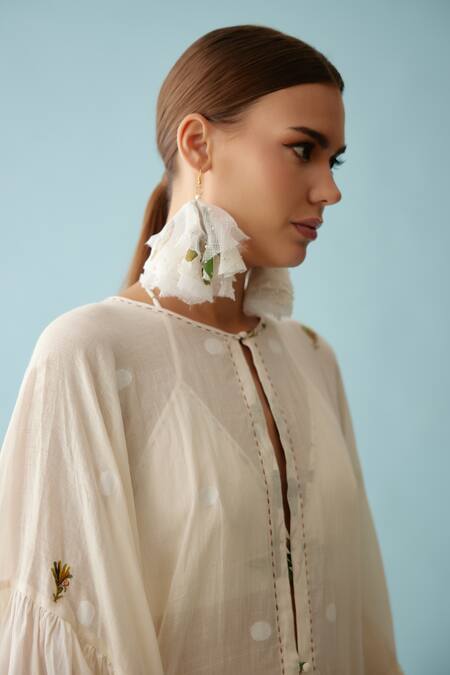 Shop_Nikasha_Cream Cascading Flared Sleeves Cape _Online_at_Aza_Fashions