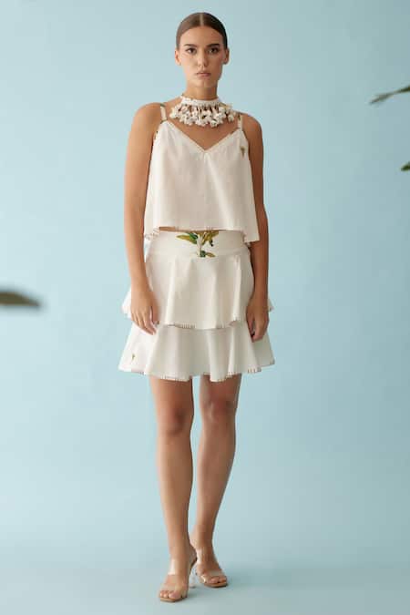 Nikasha Cream Bloom Tassel Necklace