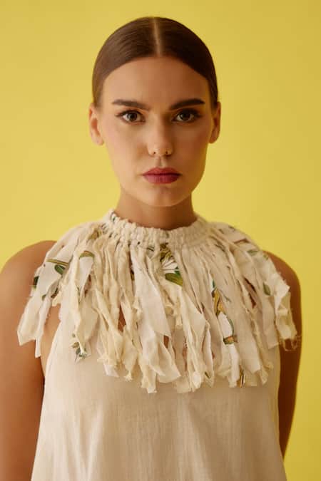 Nikasha Frond Print Fringe Tassel Necklace 