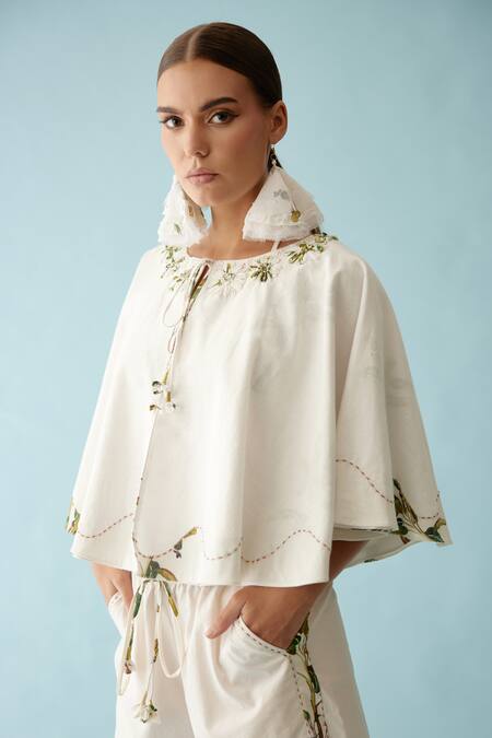 Nikasha_Cream Ribbon Embroidered Reversible Cape _Online_at_Aza_Fashions