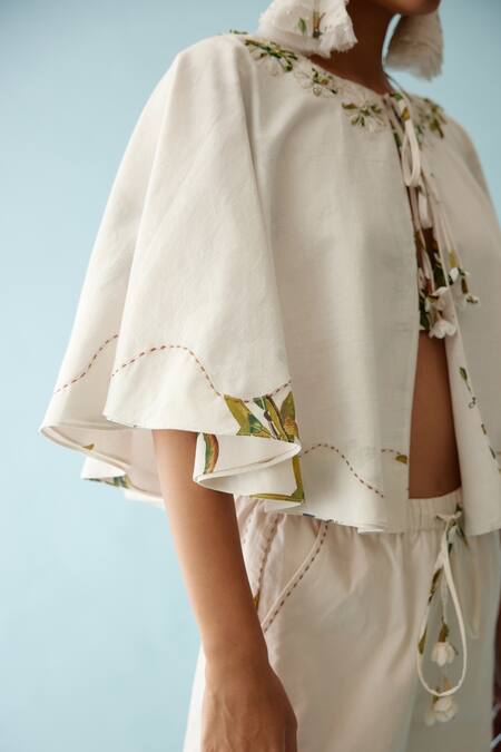 Shop_Nikasha_Cream Ribbon Embroidered Reversible Cape _Online_at_Aza_Fashions