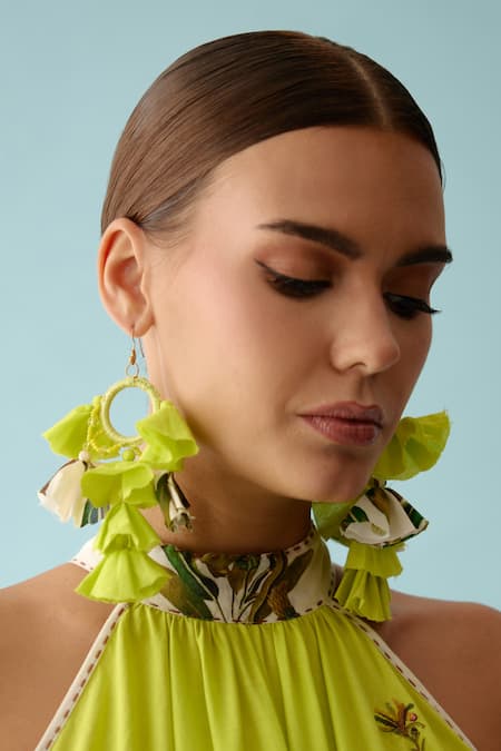 Top more than 203 tassel green earrings latest