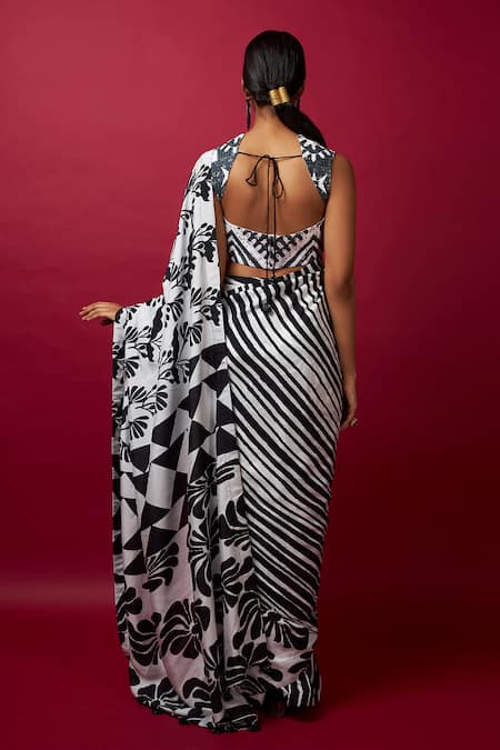 Vedika M Multi Color Abstract Print Pre-Stitched Saree 