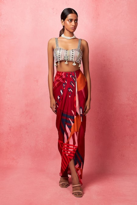 Vedika M Sequin Work Bustier With Skirt 