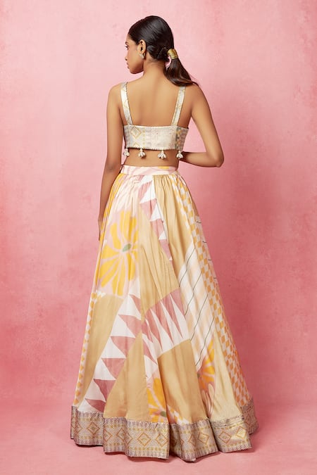 Buy Vedika M Multi Color Silk, Satin, Organza Sequins, Abstract Floral Print Lehenga Set Online at Aza Fashions Buy_Vedika M_Multi Color Silk, Satin, Organza Sequins, Abstract Floral Print Lehenga Set _Online_at_Aza_Fashions