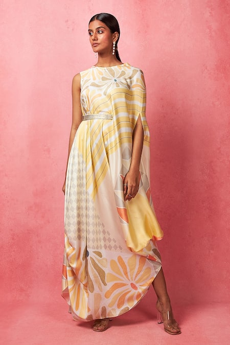 Vedika M Abstract Print Asymmetric Dress 