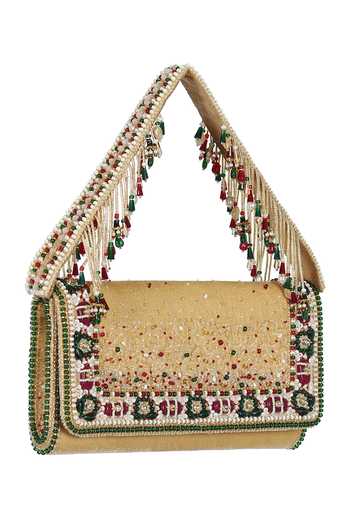Lovetobag_Red Embellished Amara Clutch With Handle _Online_at_Aza_Fashions