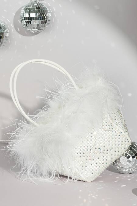 Shop_House Of Bio_White Embellished Emma Pearl Work Bag _Online_at_Aza_Fashions