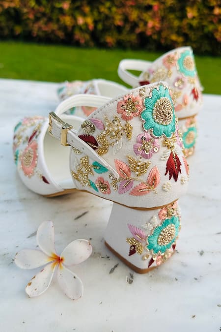 Beacon Multicolor Floral Embroidered Open Toe Block Heel Slide Sandals Size  10M | eBay