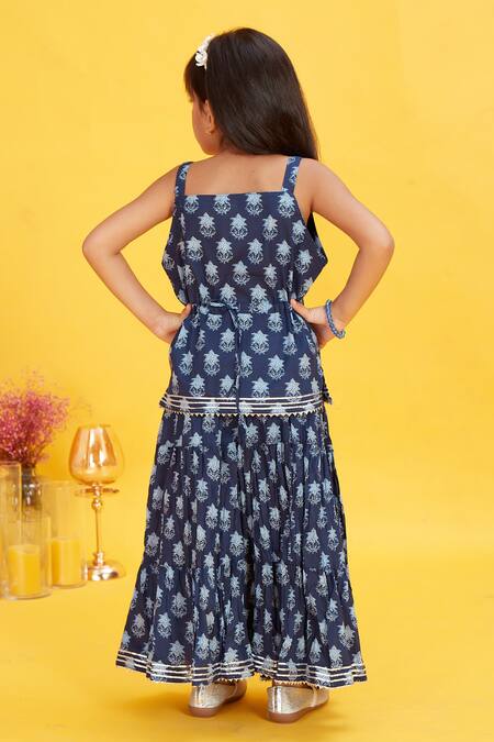 Maaikid Cotton Floral Bud Print Kurta With Sharara 